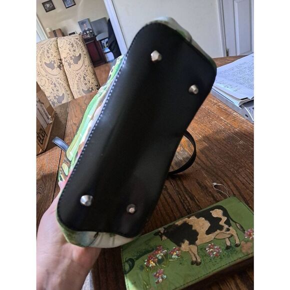 Embellished Cow Purse and Wallet with Checkbook Cover Handbag - Picture 3 of 12